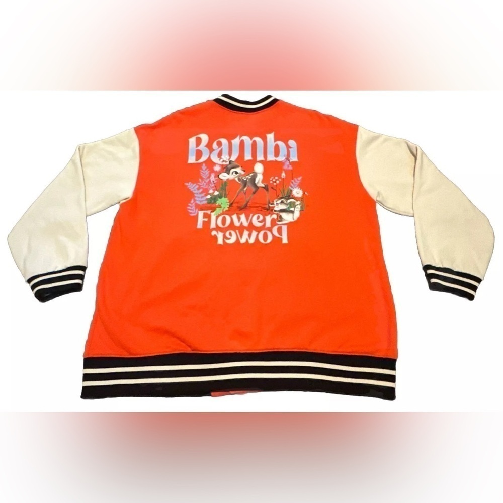 H&M Disney Divided Bambi Oversized Varsity Letterman’s Style Sweat Jacket Medium - Picture 3 of 6